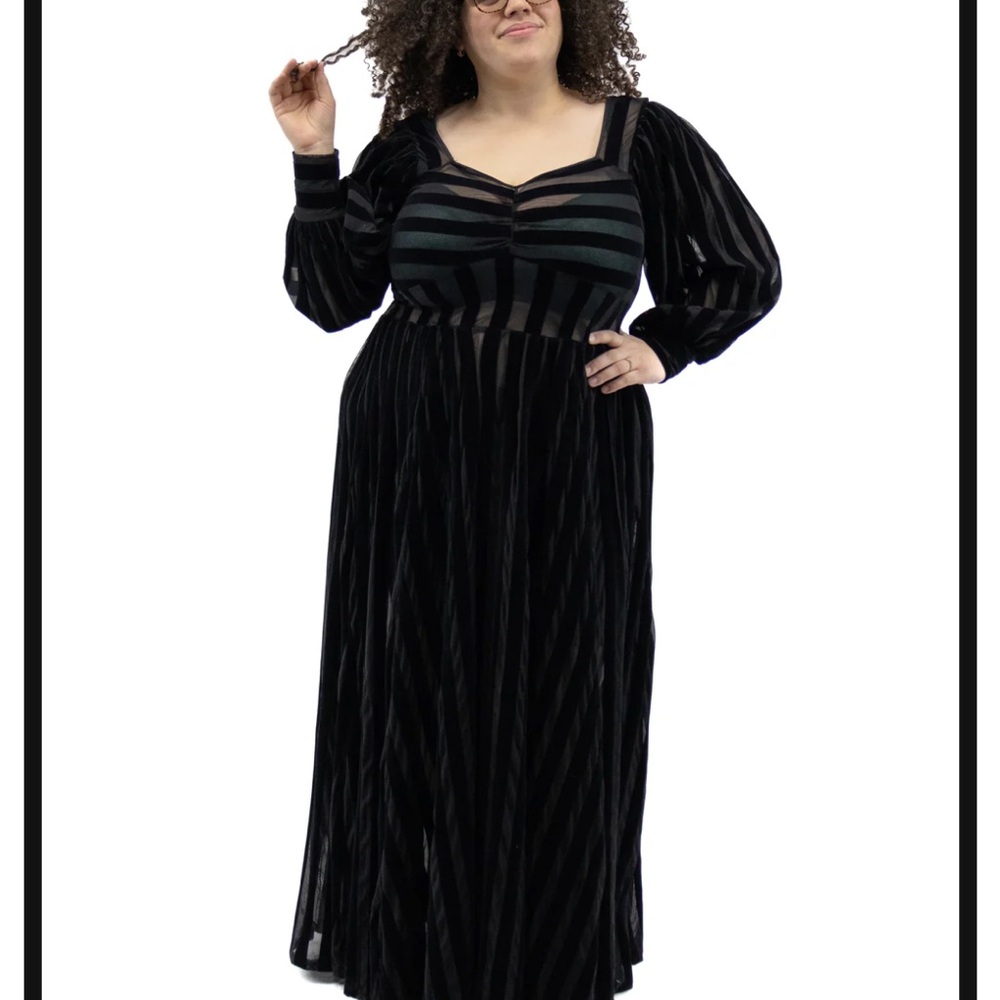 Victoria Striped Mesh Gown